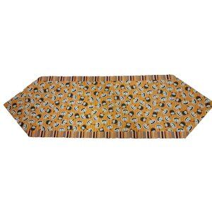 Halloween Table Runner Jack O Lanterns Owls Tribal Print Orange Black 42x13.5